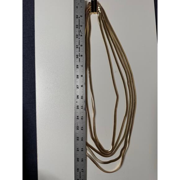 OPC Gold Tone Chain Necklace Snake 5 Strand Layered Magnetic Closure Long - Picture 7 of 7
